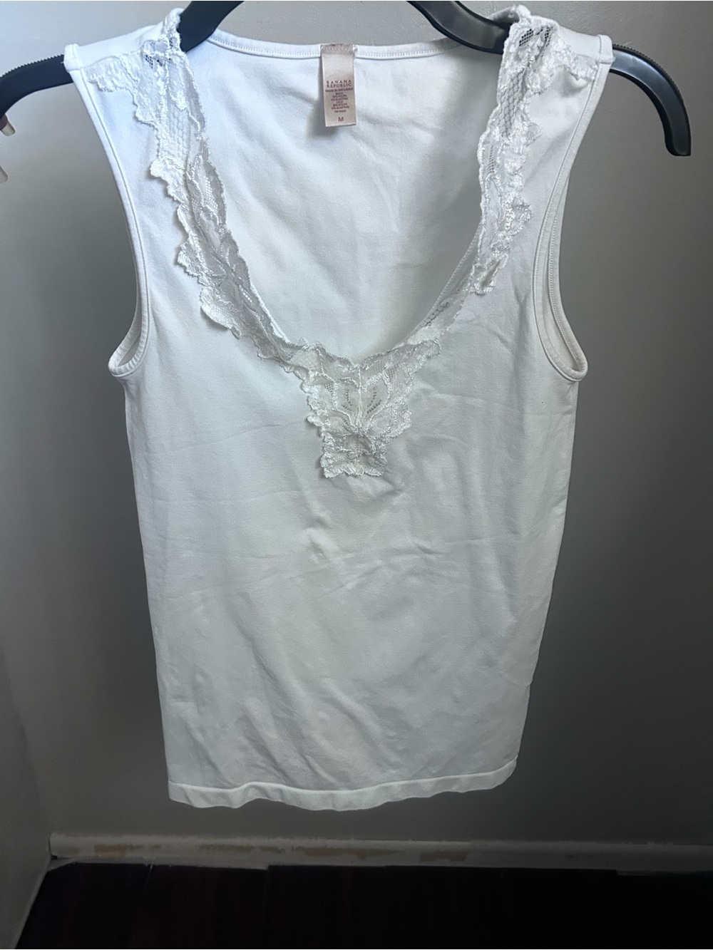 Banana Republic White Lace-Trim Sleeveless Camisole